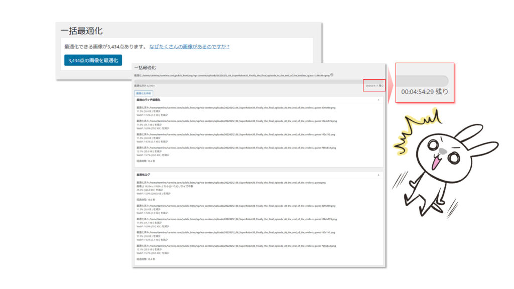 EWWW Image Optimizer の実行画面