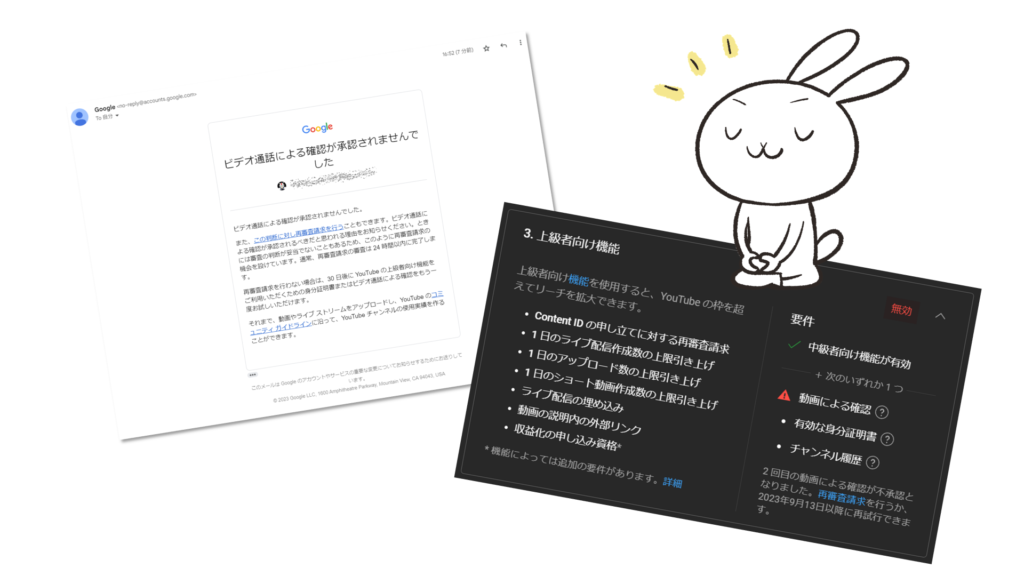 ビデオ通話による確認が承認されませんでした