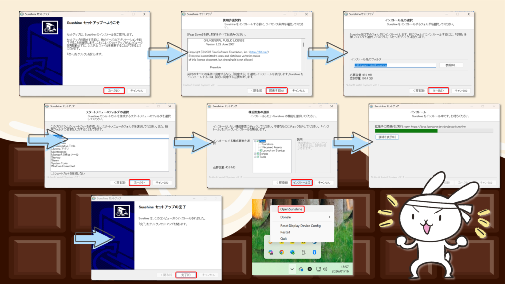 Sunshine インストール